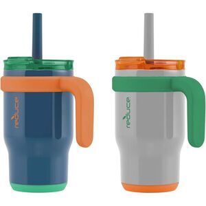 REDUCE 14oz Coldee Kids Tumbler w/ Handle & Straw - 2 Pack - Leakproof & Insulat